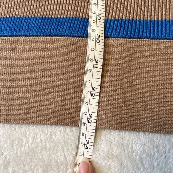 Everlane Lace Up Smock Sweater Chestnut Blue Stripe Organic Cotton Wool Sz L - Picture 5 of 10